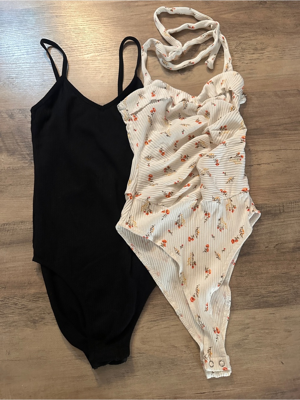 Black Bodysuit and Floral Bodysuit bundle